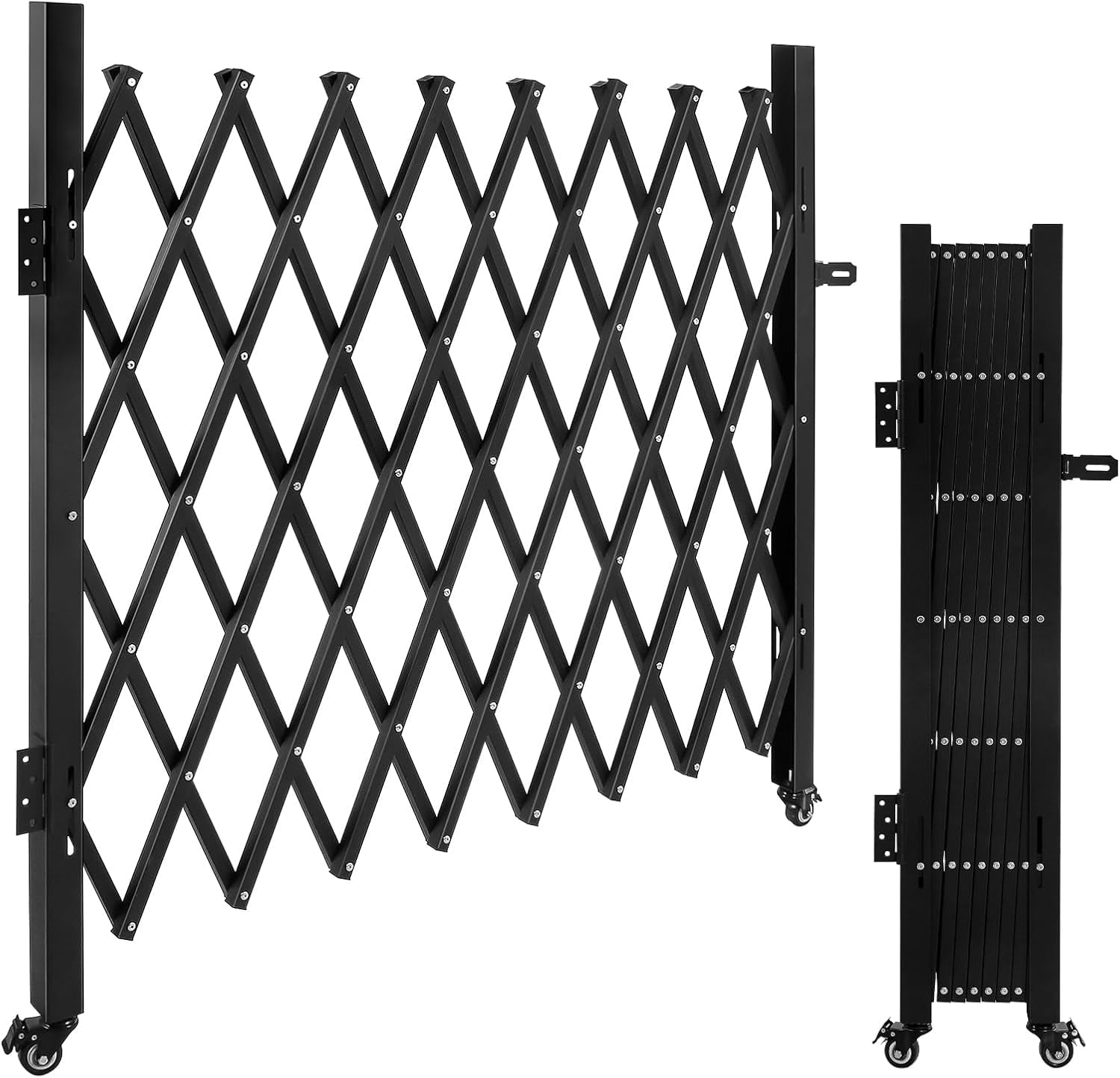 Folding Security Gate, Stainless Steel Driveway Gate, Flexible Expanding Fence, Retractable Outdoor Barricade Scissor Gate with Casters (65.75"Wx59.06"H)