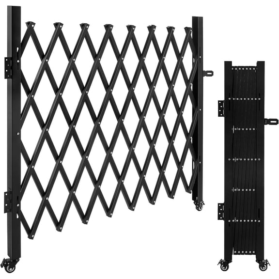 Folding Security Gate, Stainless Steel Driveway Gate, Flexible Expanding Fence, Retractable Outdoor Barricade Scissor Gate with Casters (65.75"Wx59.06"H)