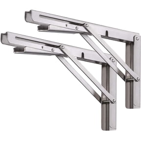 Folding Shelf Brackets 12 Inch Heavy Duty Stainless Steel Collapsible Wall Mounted Shelf Bracket for DIY Table Work Bench Space Saving DIY Bracket, 2 Pack