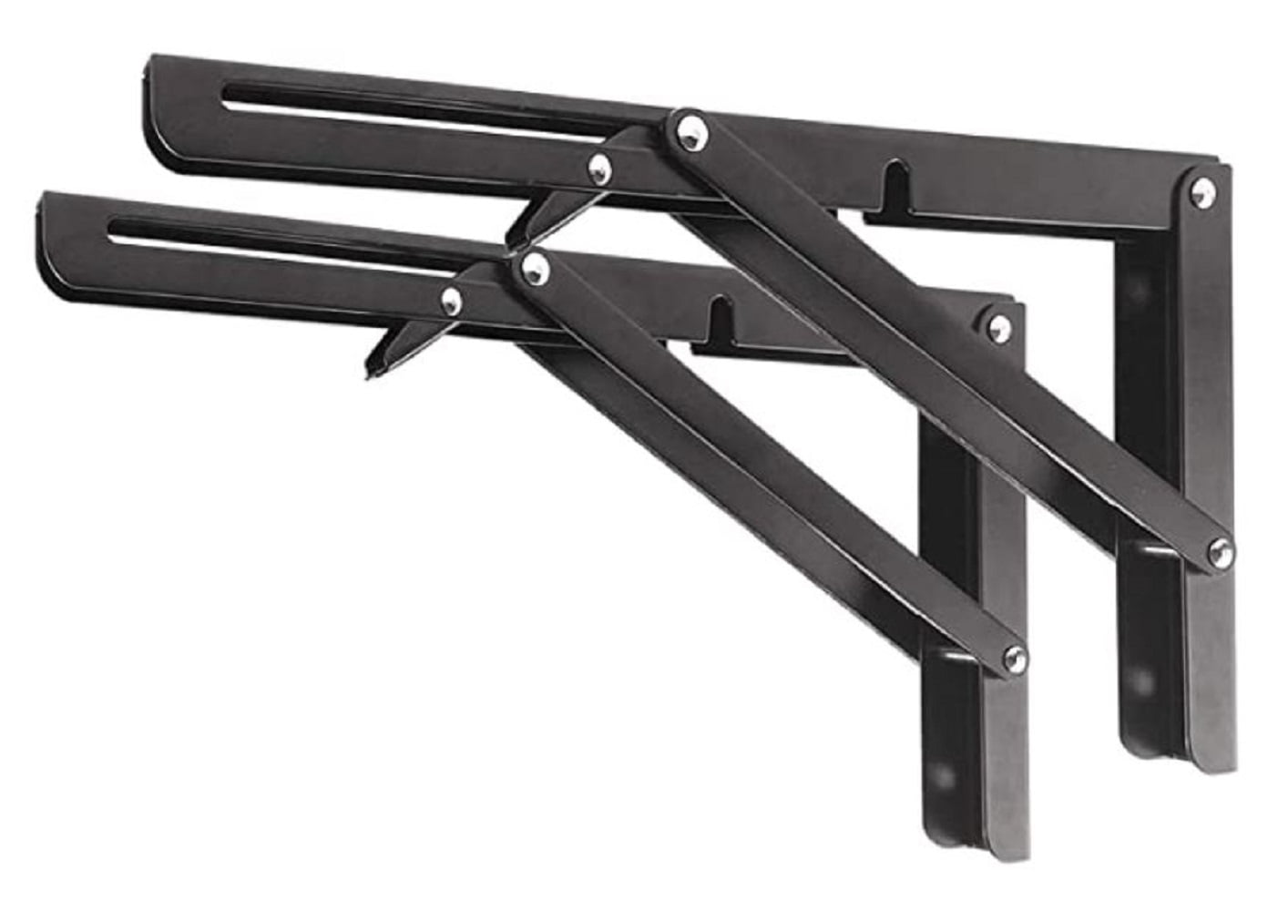 Folding Shelf Brackets 12in Collapsible Heavy-Duty Metal, Space Saving for Garage, Kitchen, Workshop, Storeroom. Max Load 330lb.