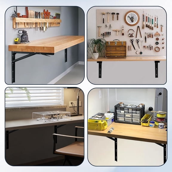 Folding Shelf Brackets, 24 Inch Heavy Duty Collapsible Shelf Bracket, Wall Mounted Folding Table Hinge, Space Saving for Bench Table, Max Load: 550 lb$$