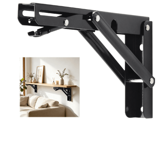 Folding Shelf Brackets, 8" Metal Foldable Table Hinge Bracket, Wall Mounted Heavy Duty L Support Max Load 300lbs