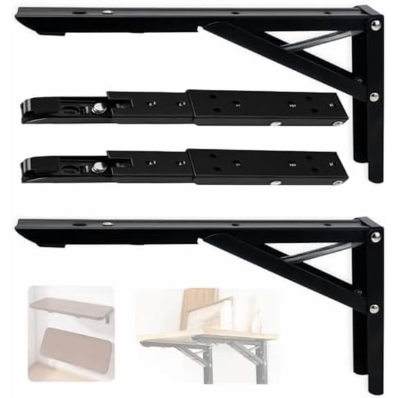 Folding Shelf Brackets Heavy Duty 90 Degree Hinges Fold Down Table Wall Mounted RV Table Hinges Wall Desk Hinge 4 Pcs,Drop Leaf Table Braces Suitable for Bedroom,RV,Study,Living Room,Etc