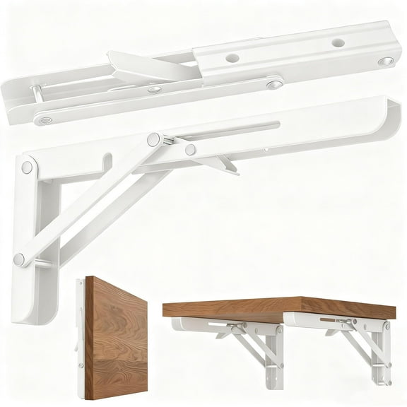 Folding Shelf Brackets, Load 440 lb, Heavy Duty DIY Wall Mounted Shelf Bracket for Fold Down Table, Stainless Steel Folding Table Hinge Space Saving (20IN)