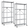 thumbnail image 1 of Folding Shelf on Wheels 5-Tier , Freestanding Metal Wire Storage Rack for Pantry Kitchen Garage, No Assembly Rolling Shelves Unit (Gray-2Pack), 1 of 9
