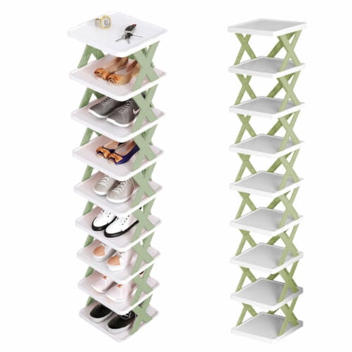 Folding Shoe Rack 9 Tier Shoe Rack Tall Narrow Shoe Tower Rack Small