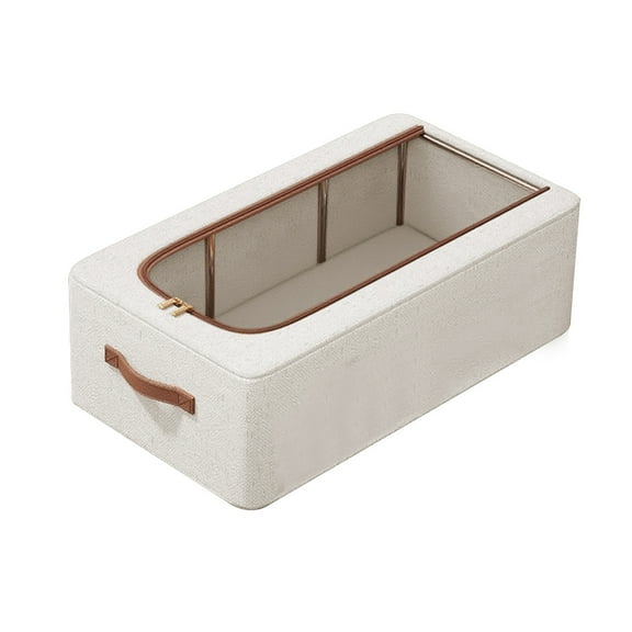 Folding Shoe Storage Box Underbed Organizer with Transparent Window and Steel Frame 15.7 Inch