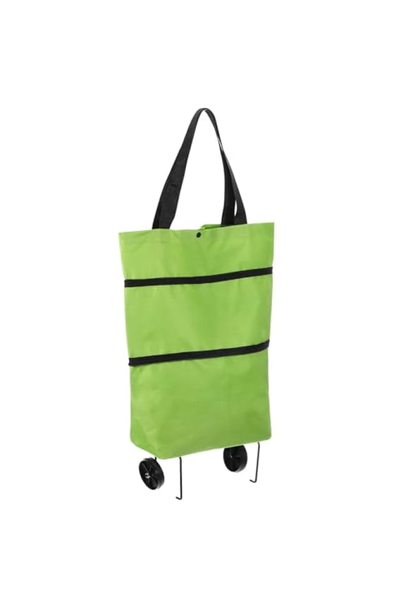 Folding Shopping Bag with Wheels 66lb Reusable Collapsible Grocery Cart Foldable Trolley Bag Rolling Duffle Tote Bag for Travel Shopping Green