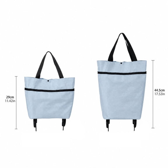Folding Shopping Cart Bag with Wheels Waterproof Foldable Shopping Bag Rolling Grocery Tote with Sturdy Handle Zip Expansion for Women Market Travel