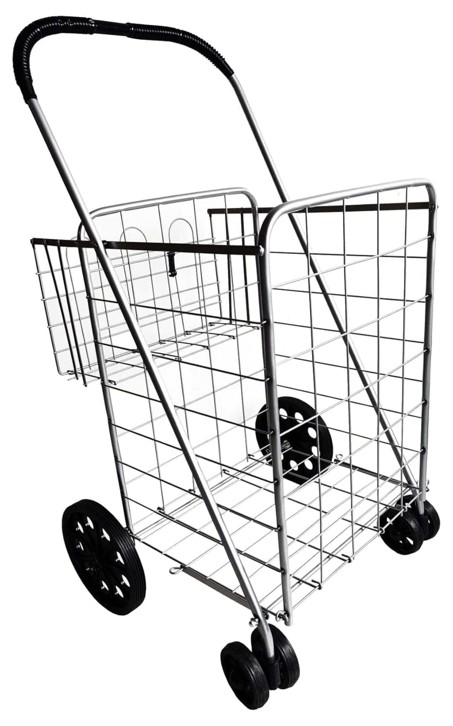 Folding Shopping Cart Double Basket Jumbo Size 150lb Capacity by USA