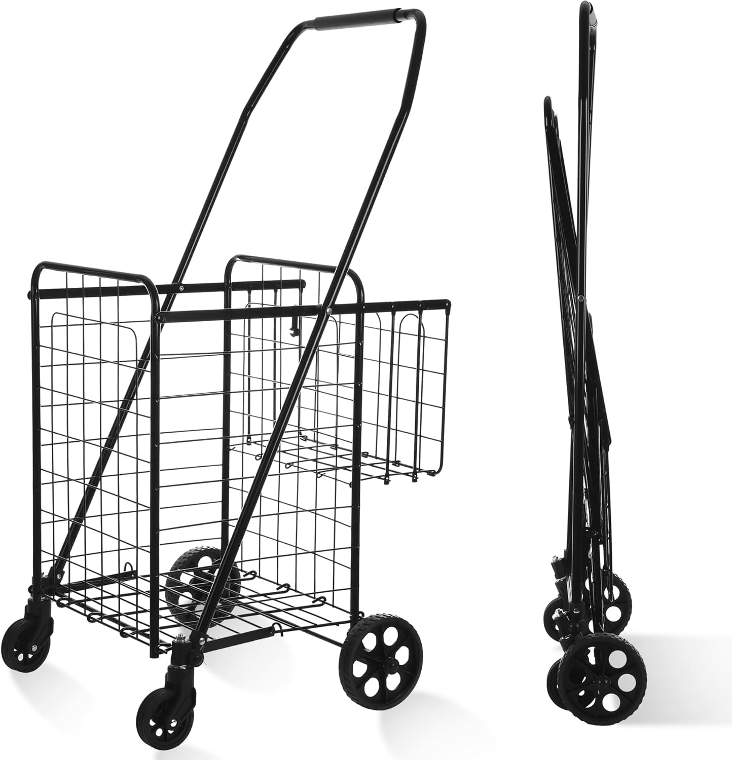 Folding Shopping Cart, Grocery Cart, 100 Lb Capacity, Utility Cart