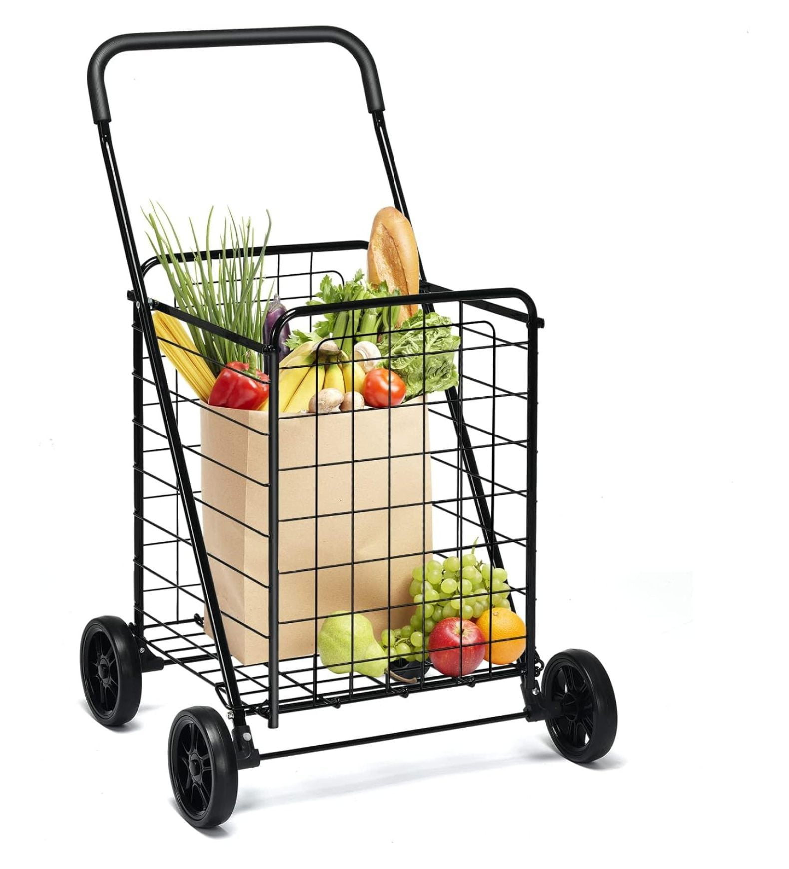 Folding Shopping Cart, Portable Utility Cart w/All- Wheels, 22 Gallon ...