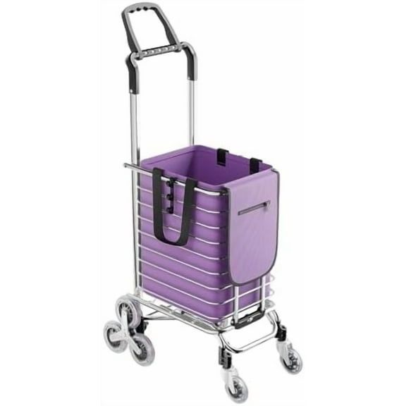 Folding Shopping Cart, Purple Trolley Retractable and Adjustable Grocery Shopping Cart with Rear Triangle Wheels Shopping Bag, 9.24 Gallons Capacity & 88.18lbs Loading Capacity