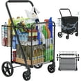 Folding Shopping Cart with Waterproof Bag, Grocery Cart with Encrypted