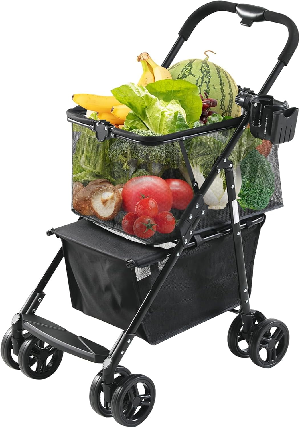 Versa Cart Portable Folding Shopping Cart - 80 Lbs Capacity, 36 Gallon, 360° Wheels & Removable Bag