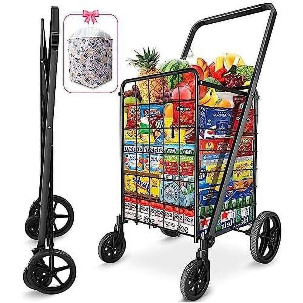 Folding Shopping Carts For Groceries,220Lb,Grocery Cart With 360
