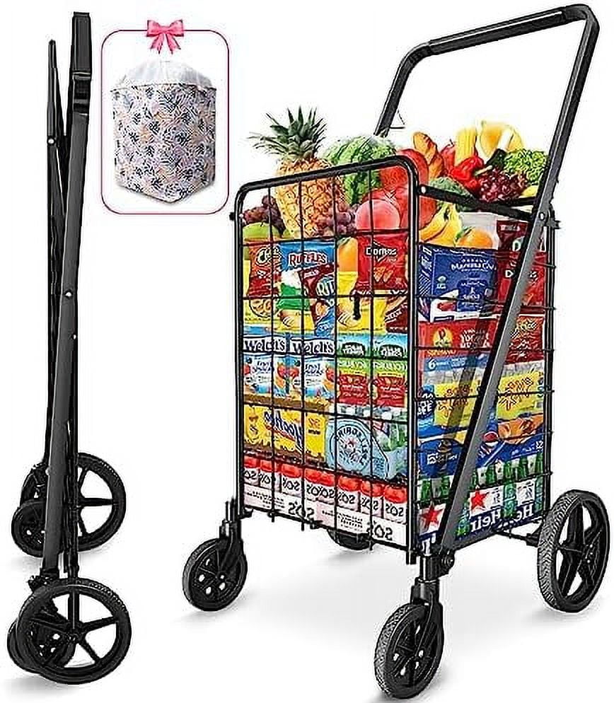 Folding Shopping Carts For Groceries,220Lb,Grocery Cart With 360