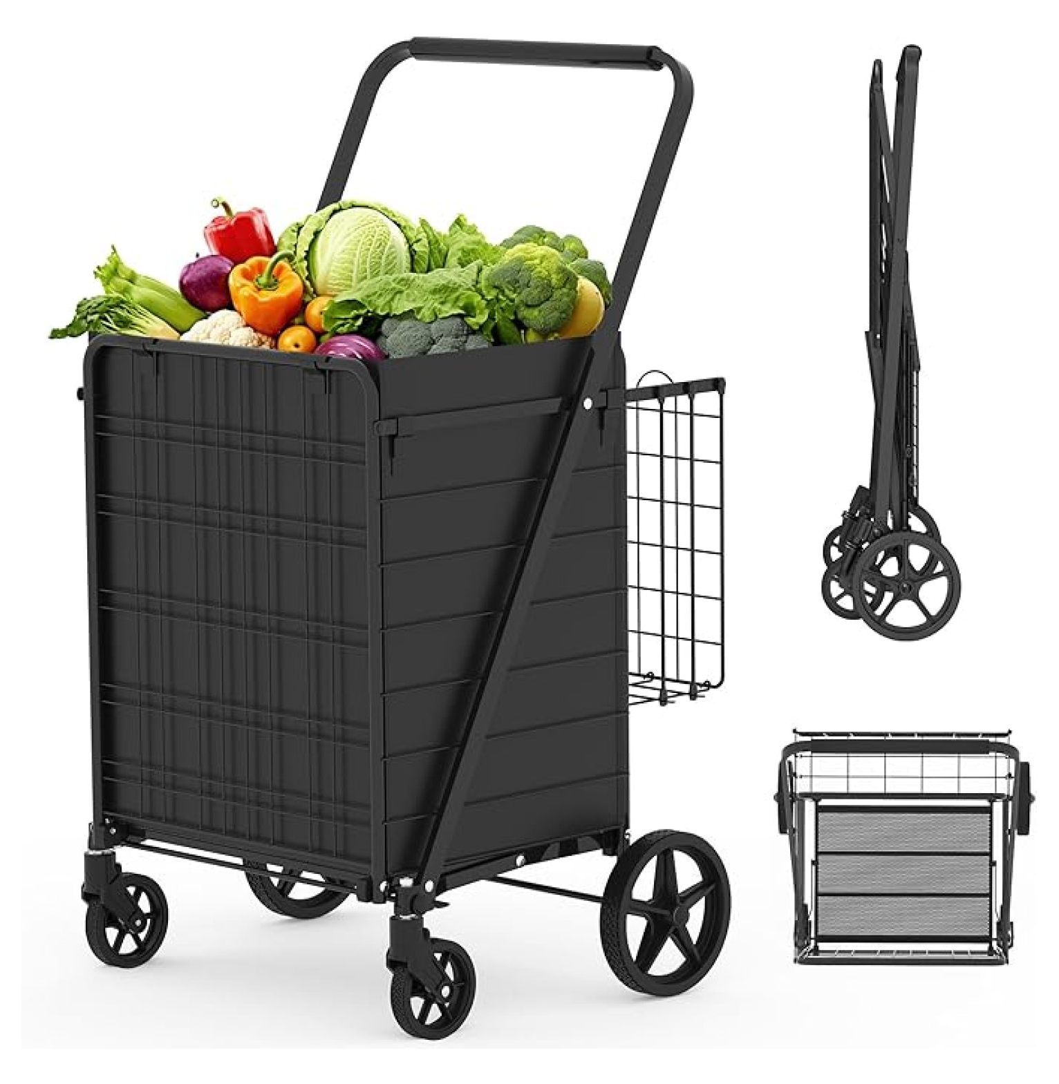 Folding Shopping Carts for Groceries,Folding Utility Cart and Super ...