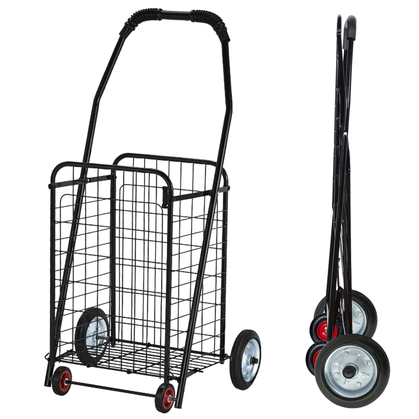 Gymax 440lbs Platform Dolly Rectangle Wood Utility Cart Wheeled