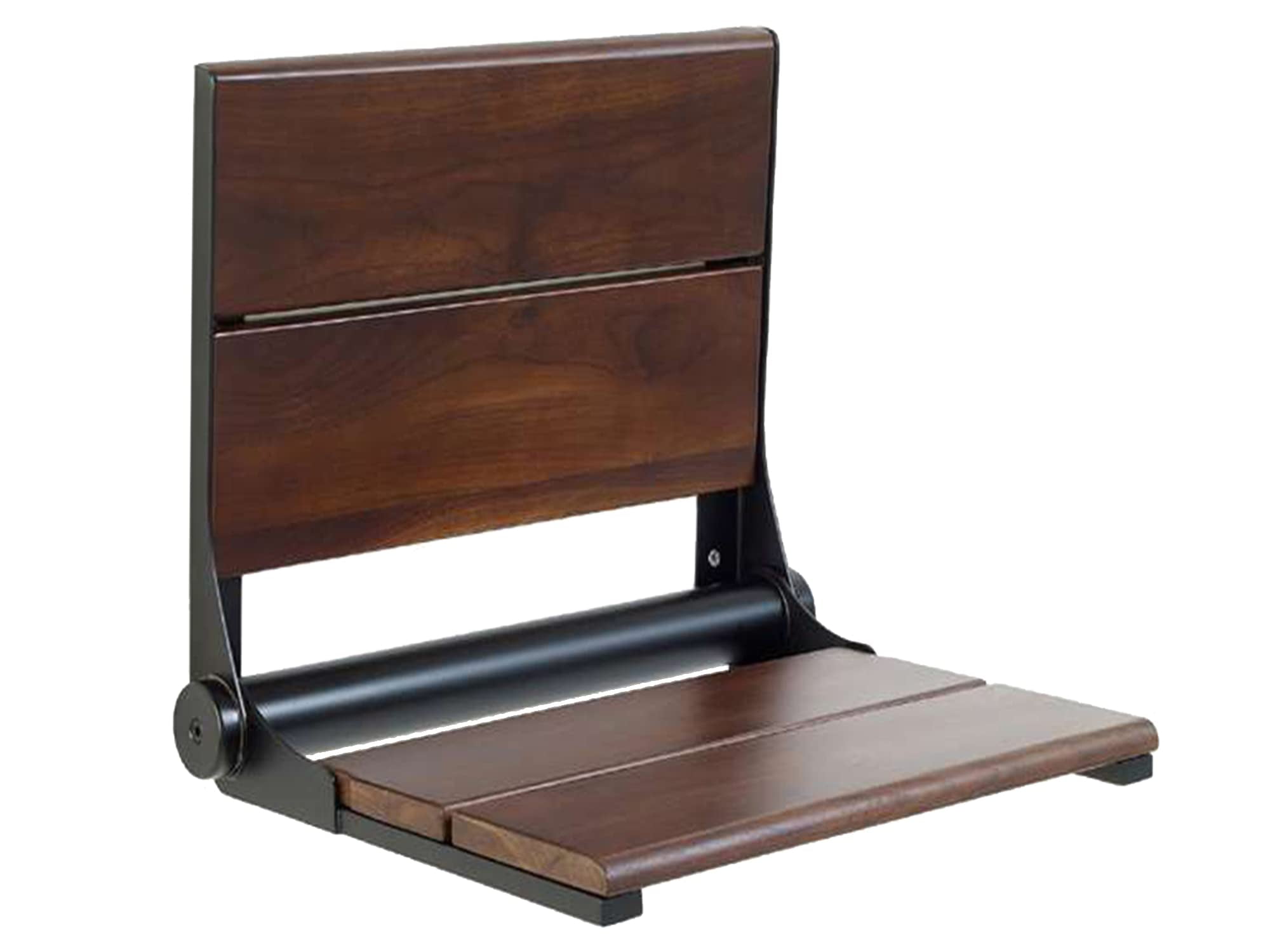 Folding Shower Seat with Back - Walnut ADA Wall Mount Bathroom Bench ...