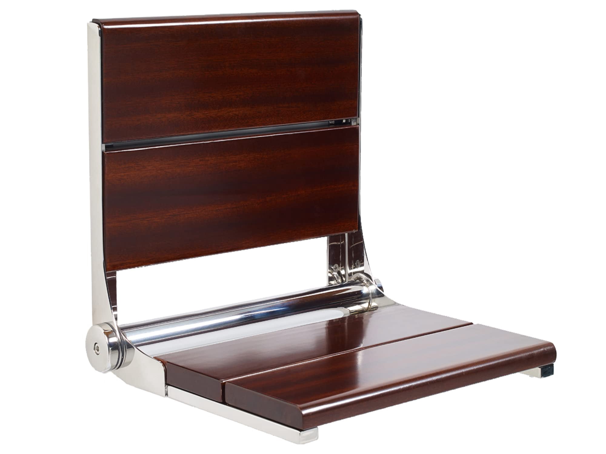Folding Shower Seat with Back - Walnut ADA Wall Mount Bathroom Bench ...