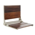 thumbnail image 1 of Folding Shower Seat with Back - Walnut ADA Wall Mount Bathroom Bench with Contoured Comfort for Adults Seniors Disabled Bariatric Assist/304 Stainless Steel/Supports 500 lbs/Brushed Finish/ 26" x 16", 1 of 6