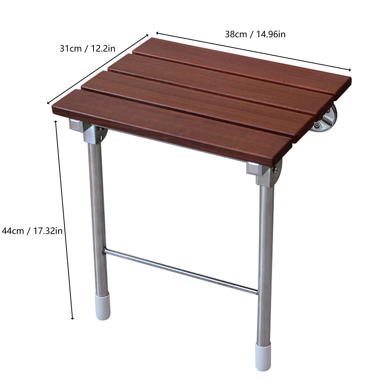 Folding Shower Seat Wall Mounted Wood Bathroom Chair Shower Spa Bench ...