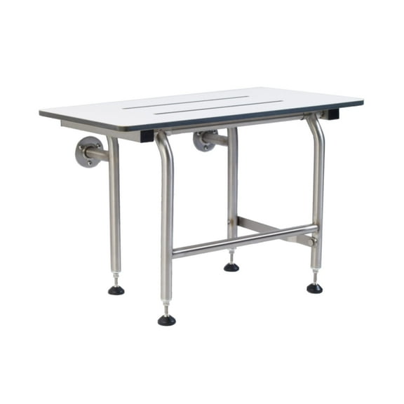 Folding Shower Seat with Legs - Wall Mount Bench for Inside Shower / ADA Bathroom Safety Assist / 304 Stainless Steel / Phenolic Resin / 34.5" x 16"