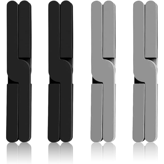 Folding Silicone Trivet, 4 Pack Thickened Heat Resistant Pot Holders Non Slip Worktop Protector Silicone Mats Trivets for Hot Pans Cup Dishes Plates (Gray, Black)