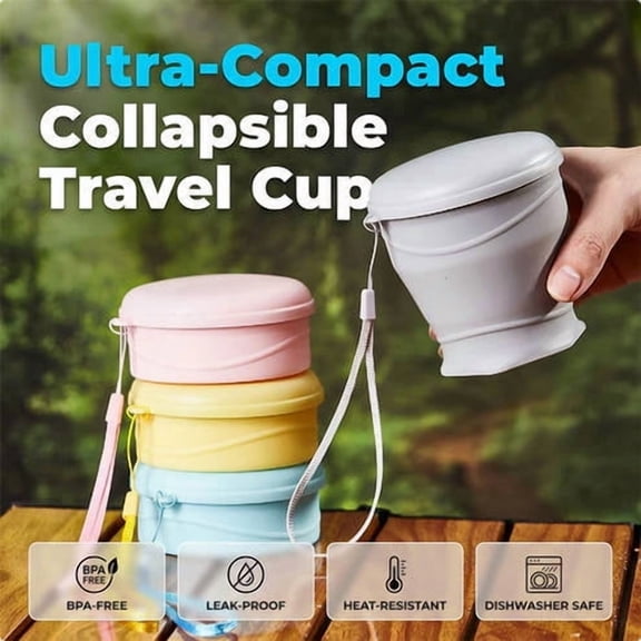 Folding Silicone Water Cup, Food-grade Portable Cup for Camping, Hiking, Travel, Foldable Tea Cup, Mouthwash Cup for Outdoor Adventures, Topliu