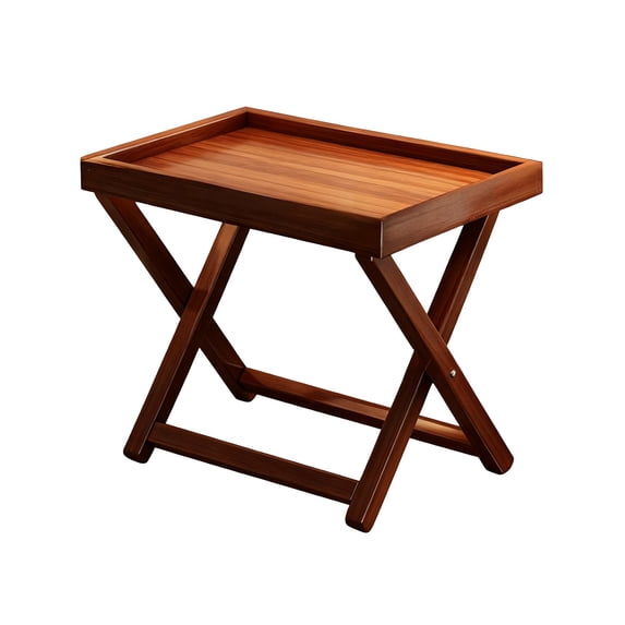 Folding Small Bamboo Tea Table with Tray, Outdoor Coffee Table for Patio Pool Porch, Wooden Side Table for Living Room & Camping (12x16x17in)