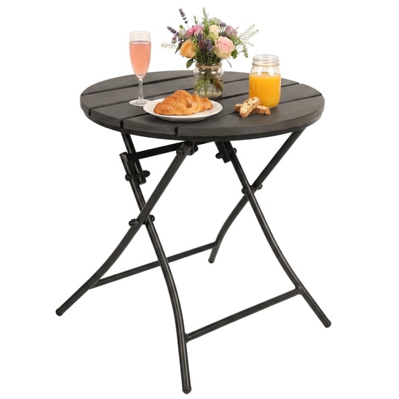 Folding Small Outdoor Side Table, No Assembly Patio Metal Desk