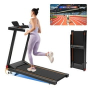 Folding Smart Treadmill with 6% Incline,7.5MPH,300 lbs,Folding Electric Motorized Treadmill With Speaker