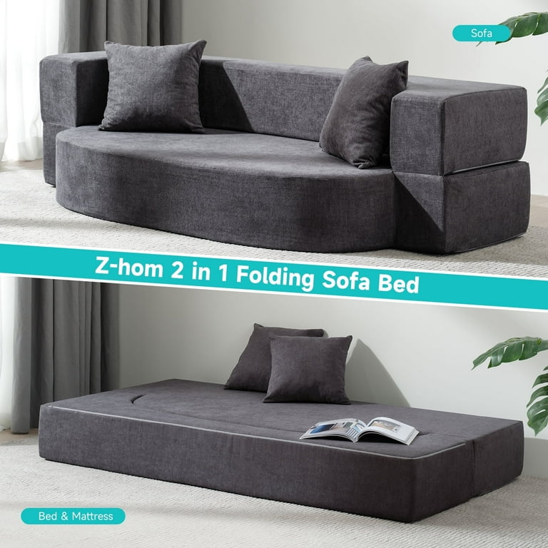Folding Sofa Bed, Z-hom 10 inch Convertible Memory Foam Couch with 2 Pillows & Washable Cover Fold Out 2-in-1 Futon Sofa Sleeper Chair Mattress, Twin Folding Sofa Bed, Z-hom 10 inch Convertible Memory Foam Couch with 2 Pillows & Washable Cover Fold Out 2-in-1 Futon Sofa Sleeper Chair Mattress, Twin