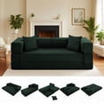 thumbnail image 1 of Folding Sofa Bed,Convertible Couch Bed with 3 Pillows,3-Seat Floor Sofa & Mattress,Modular Futon Couch for Living Room,Guest Room,Dorm,Home Office - No Assembly (Dark Green,79in), 1 of 11