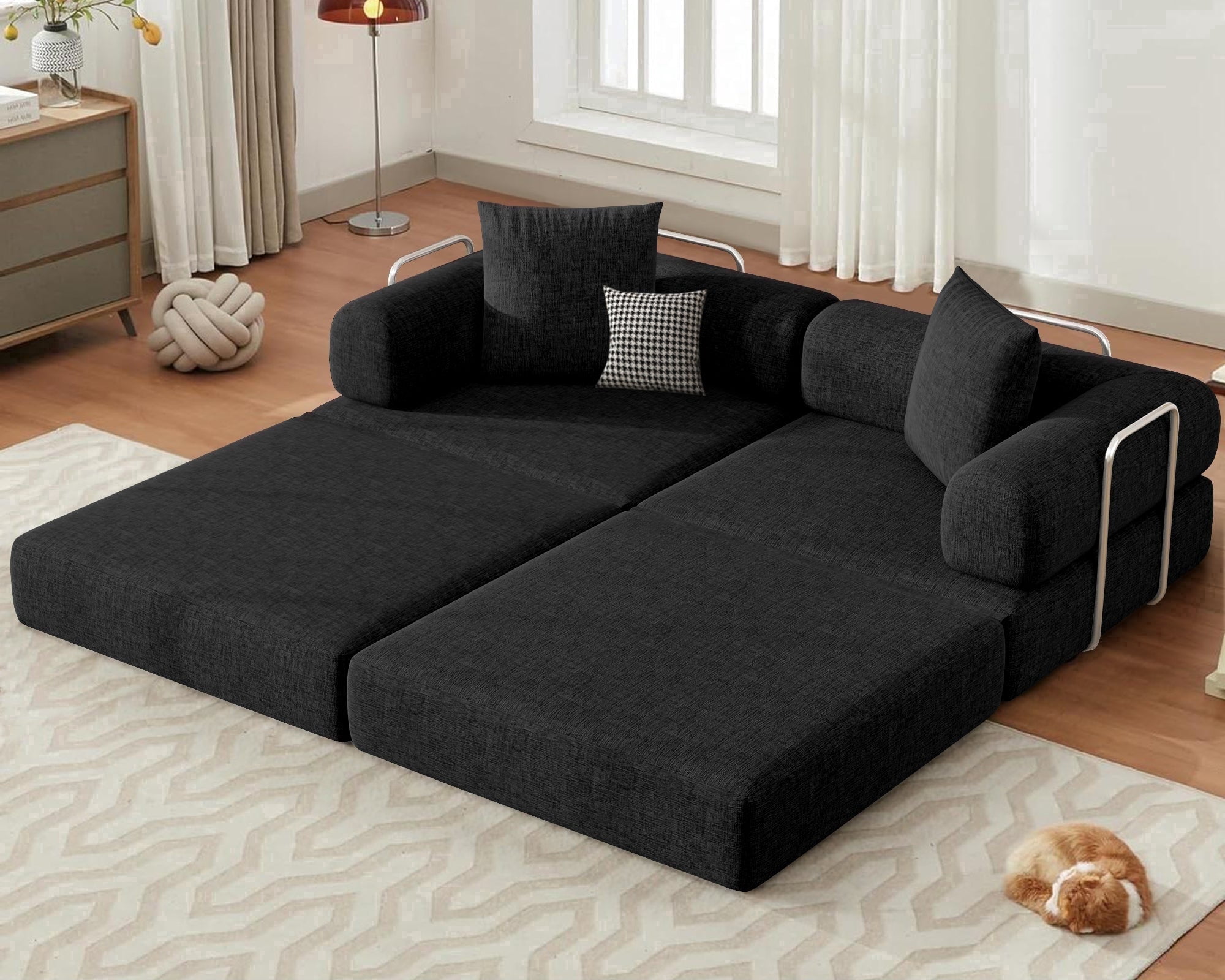 Costway Convertible Soft Sleeper Foldable Floor Sofa Bed 6