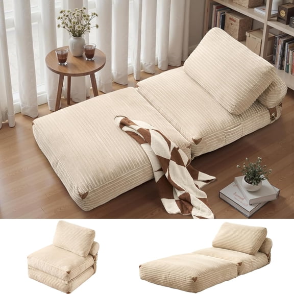 Folding Sofa Bed,Convertible Futon Sleeper Ottoman Pull Out Bed Single Couch 2 in 1 No Assembly,Portable 35.8