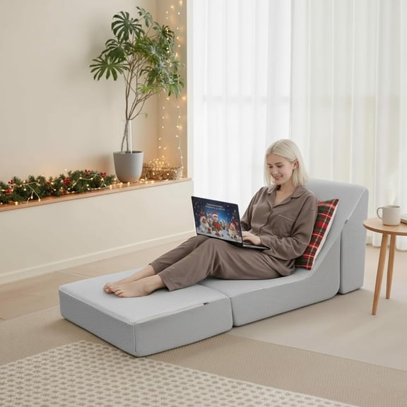 Folding Sofa Bed, Convertible Sleeper Chair with High-Density Foam, Portable Fold Out Chair Bed, Mattress Boneless Floor Sofa for Living Room, Bedroom, Office, Single