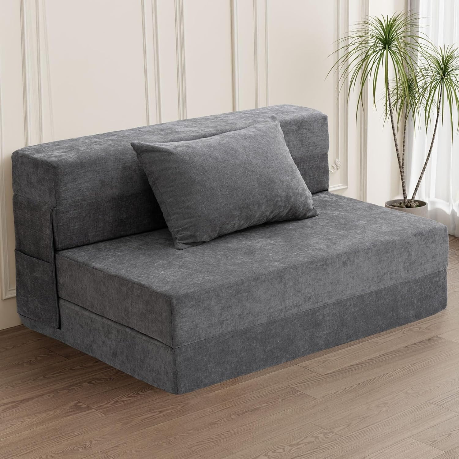 Folding Sofa Bed - Convertible Sleeper Chair with Pillow, Fold Out ...