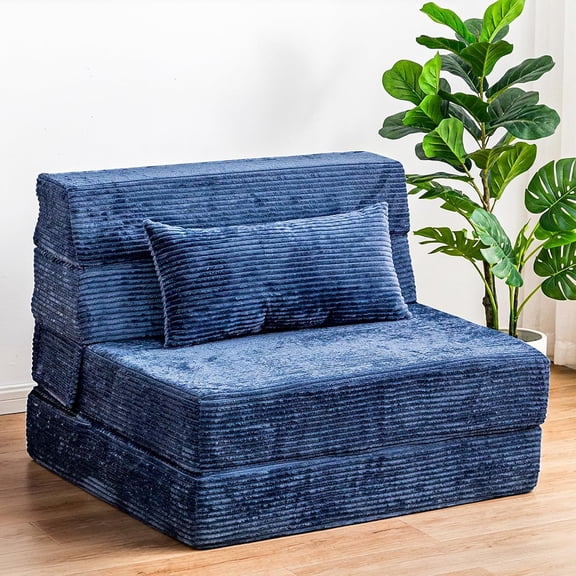 Folding Sofa Bed, Convertible Sleeper Chair with Pillow, High Density Memory Foam Fold Out Couch, Foldable Mattress Futon Sofa for Living Room/Dorm/Guest Use/Apartment/Home Office