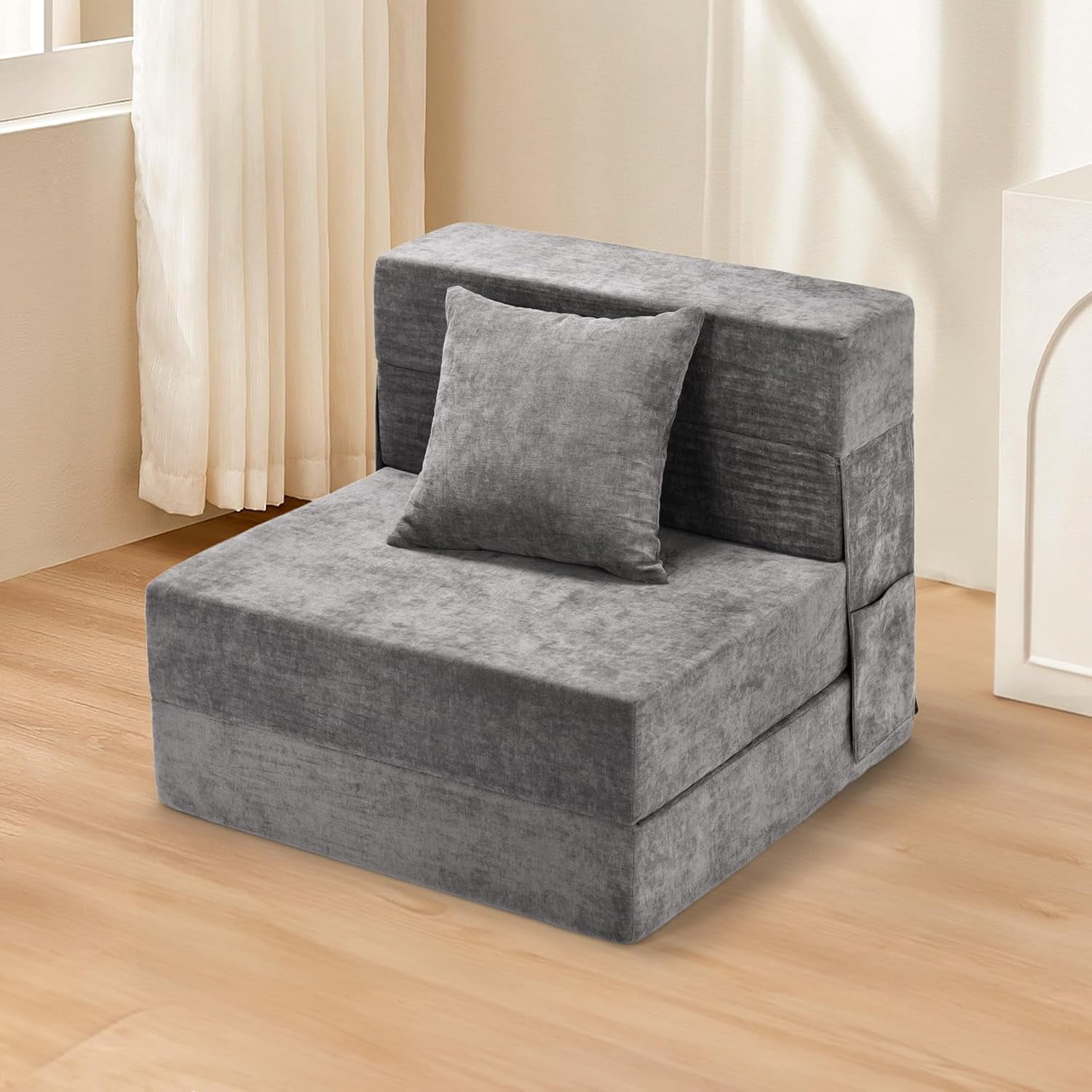 Folding Sofa Bed, Convertible Sleeper Chair with Pillow, High Density ...