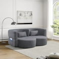thumbnail image 1 of Folding Sofa Bed, Convertible Teddy Fabric Floor Sofa Sleeper Futon, Multi-Functional Foldable Double Sofa for Living Room Guest Office Apartment, Dark Grey, 1 of 7