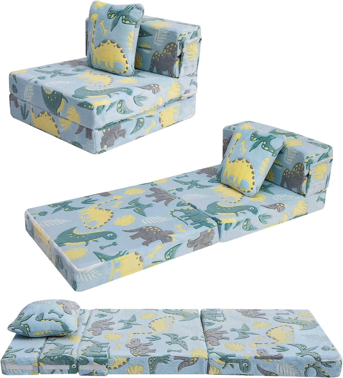 Folding Sofa Bed Floor Mattress for Kids, Glow Tri Folding Mattress Kid ...