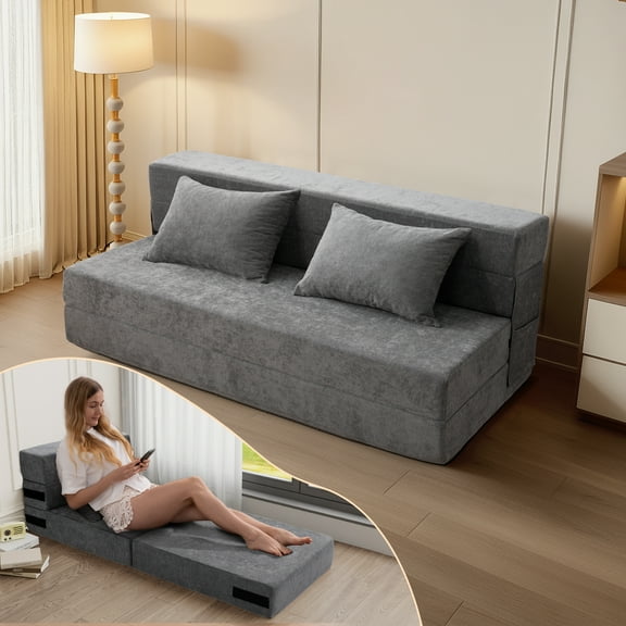 Folding Sofa Bed,Fold Out Couch Convertible Sleeper Chair with Back Support and Pillow, Foam Floor Mattress Foam Floor Mattress