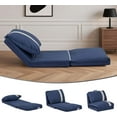 thumbnail image 1 of Folding Sofa Bed, Human Dog Bed for Adult with 6-Position Adjustable Backrest, Metal Frame & Handle, Lazy Floor Lounger for Living Room Bedroom, Apartment, Navy Blue, 1 of 6