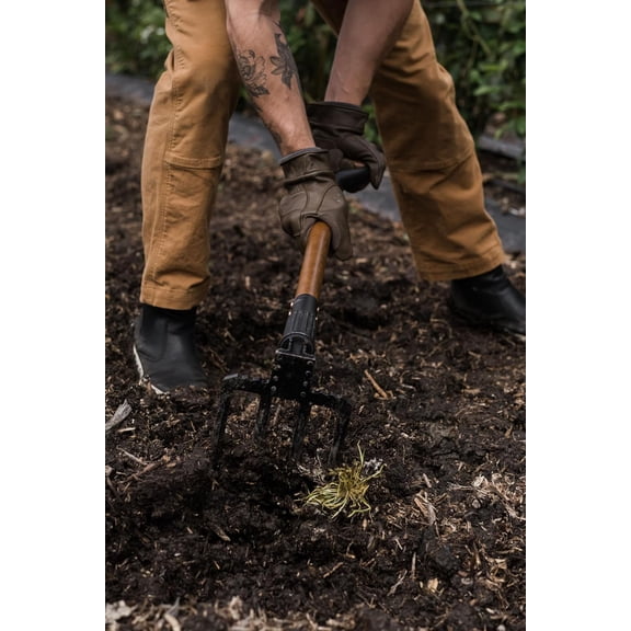 Folding Spading Fork - Versatile Garden Tools for Digging, Aerating, and Trenching -  Steel Fork with Twist-Lock Design