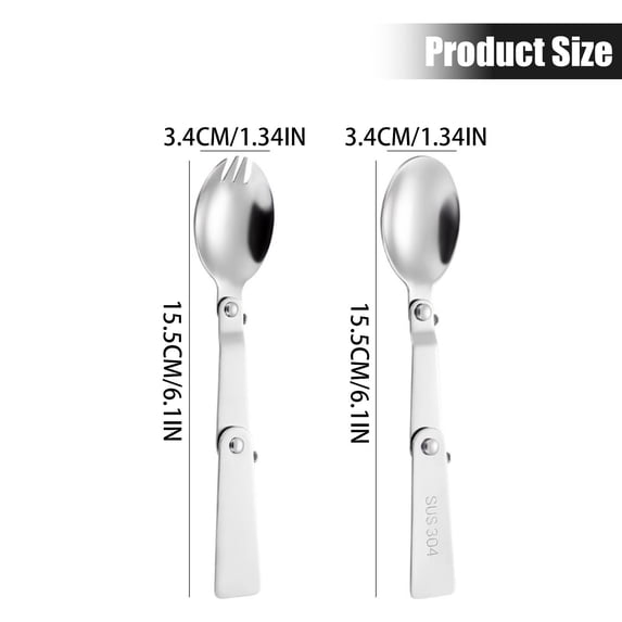 Folding Spoon and Fork Set - 304 Stainless Steel Portable Multi-Function Camping Cutlery - Outdoor Travel Utensil with Storage Box - Compact Reusable Pocket Silverware