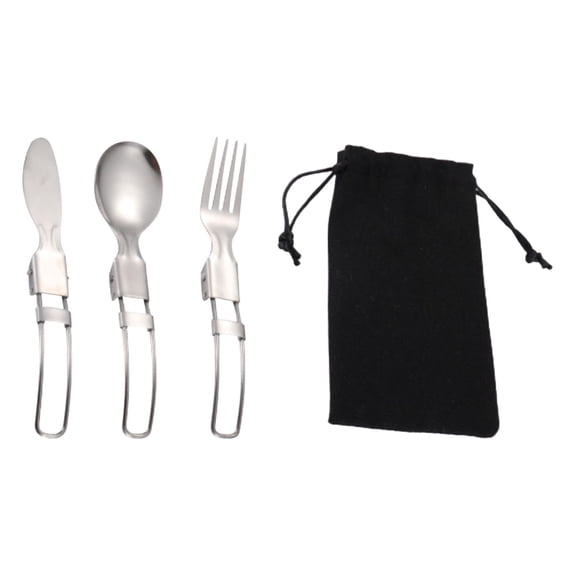 Folding Spoon fork Knife Set,Portable Folding Dinner Flatware Utensils,Stainless Steel Flatware Sets,5.98 Inch Folding Cutlery Utensil Set Spoon fork Knife for Camping,Picnic,Travel,Hiking,Silver