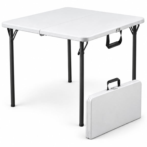 Folding Square Table 36 Inch with Built-in Handle, Portable Card Table for Camping Picnic, No Assembly Required, Lightweight Easy Carry for BBQ Party Indoor Outdoor Use