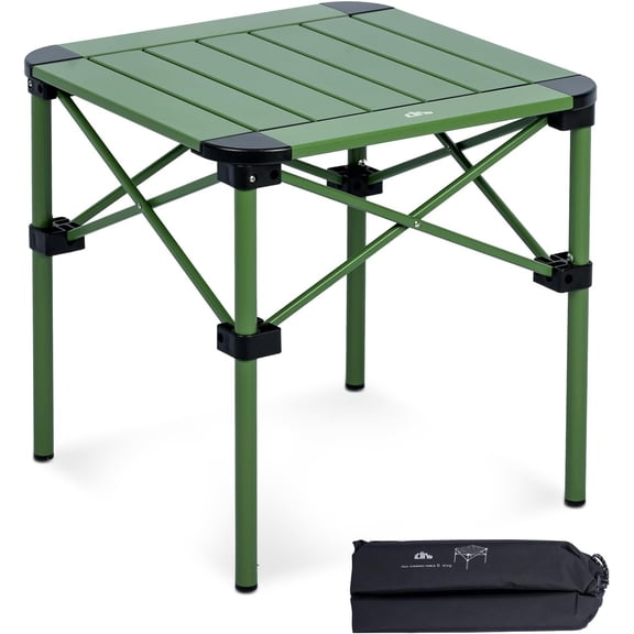 Folding Square Table with Roll-Up Top and Carry Bag Green Small